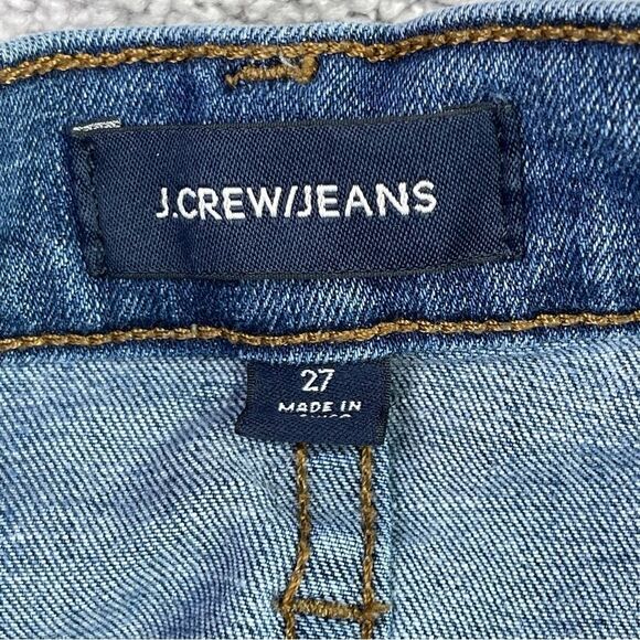 J. Crew Jeans Women's 27 Blue Skinny High Rise Dark Denim Distressed Toothpick - Picture 5 of 13